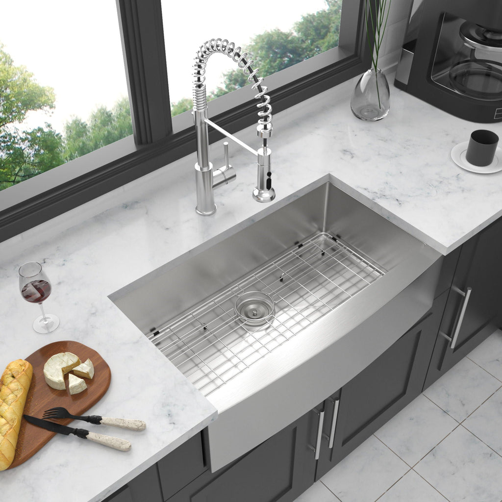 Farmhouse Kitchen Sink Stainless Steel Apron Front with Deep Single Bowl - Gray