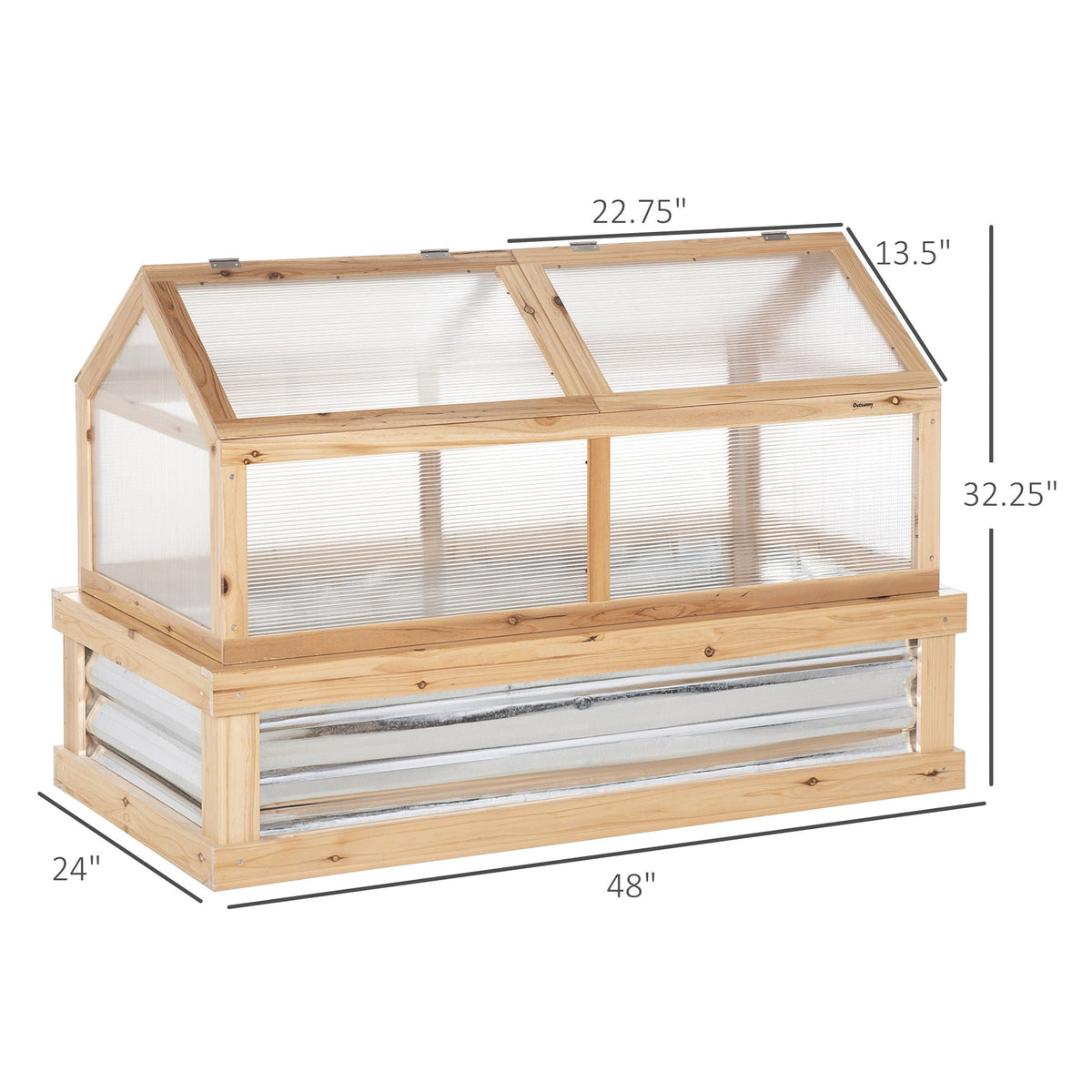 Raised Garden Bed with Polycarbonate Greenhouse - Natural