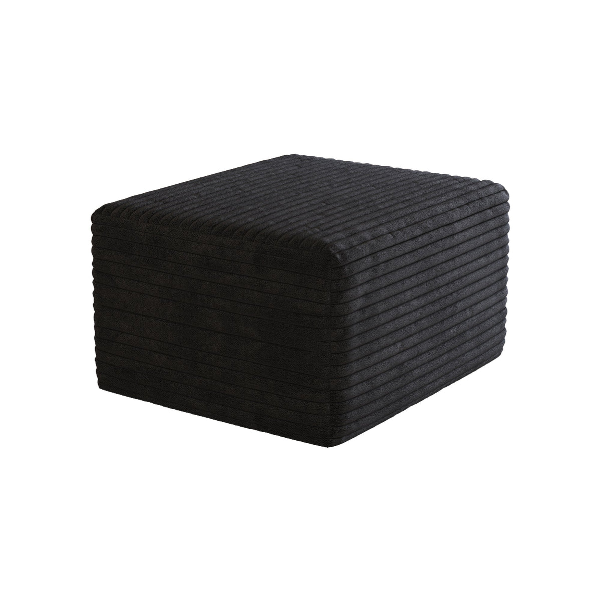 Black Corduroy Sofa Ottoman with Plush Finish - Black