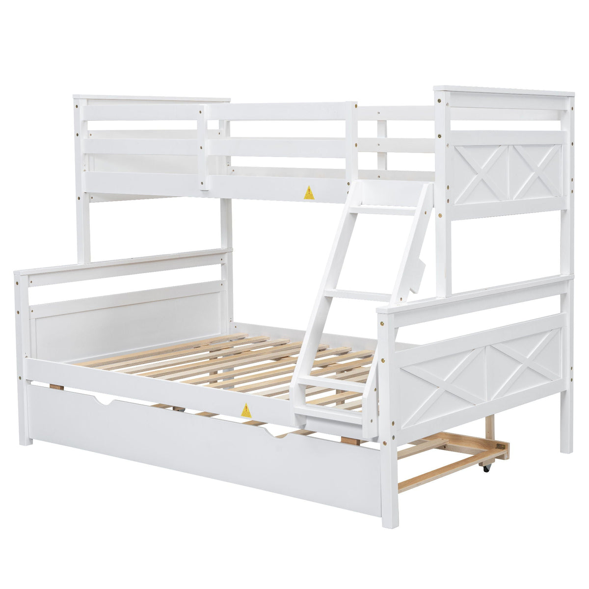 Twin Over Full Bunk Bed with Ladder and Storage Options - White or Dark Gray