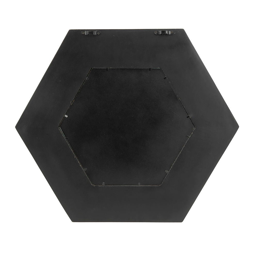 Hexagon Accent Mirror with Solid Teak Wood Frame - Light Brown, Dark Brown, Black