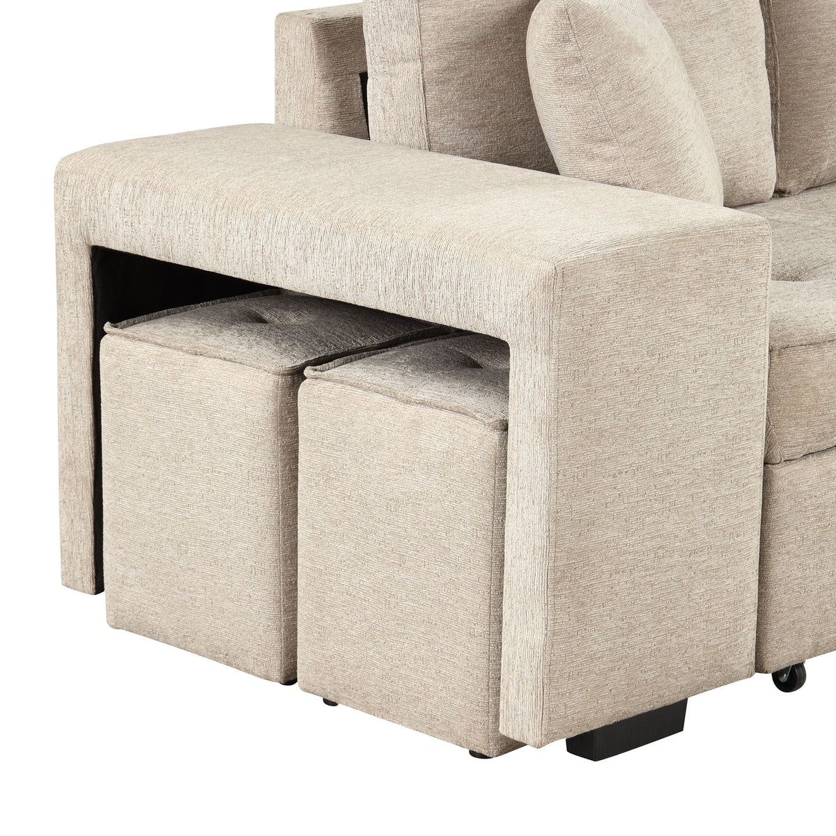 Reversible L-Shape Sleeper Sectional Sofa with Storage Chaise and 2 Stools - Multiple Colors