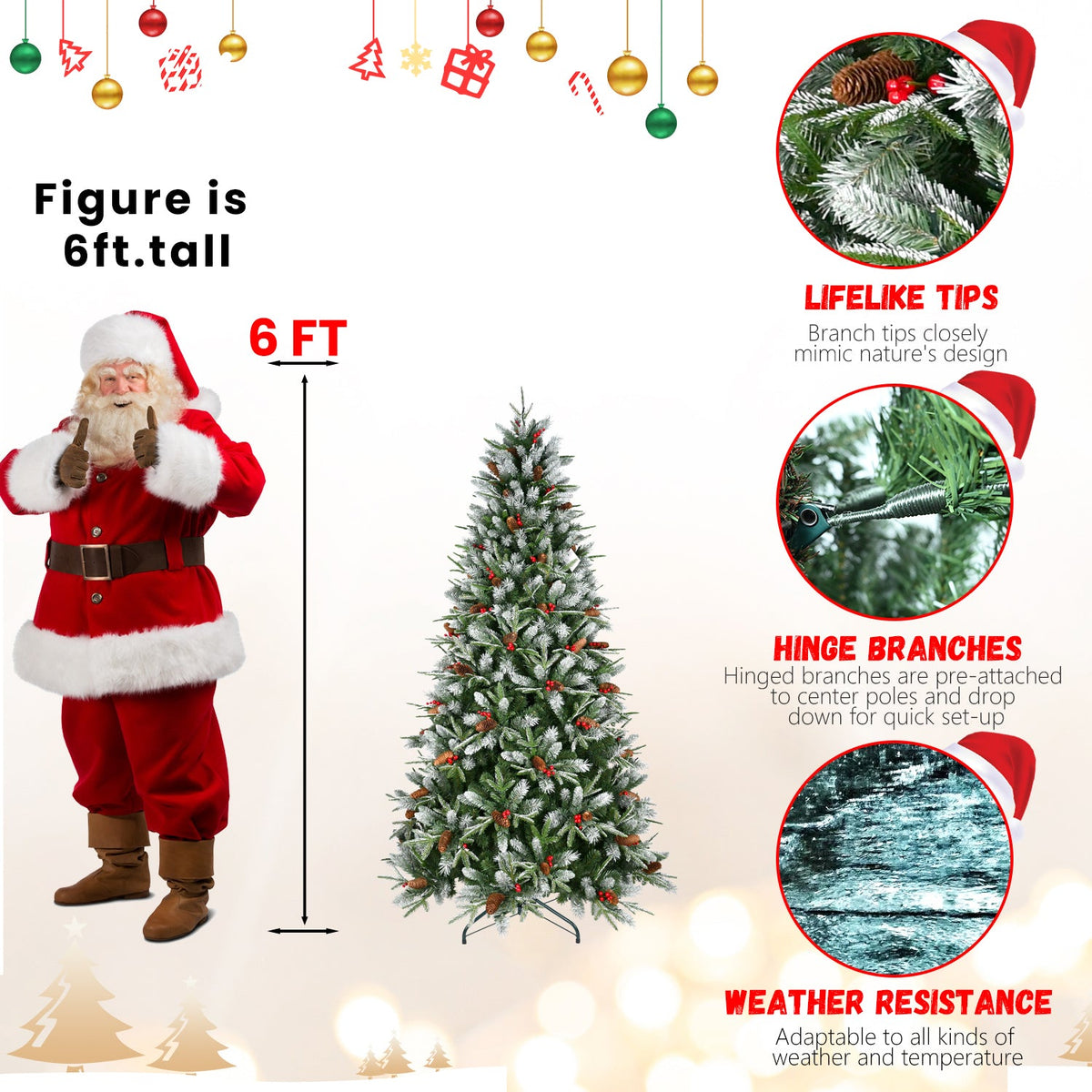 5FT Christmas Tree with 1131 Tips - Lush PVC Holiday Tree