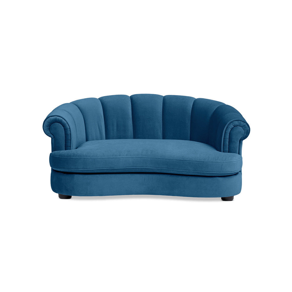 Halle 35.5" Rolled Arm Channel-Tufted Dog Sofa Bed with Velvet Upholstery - Satin