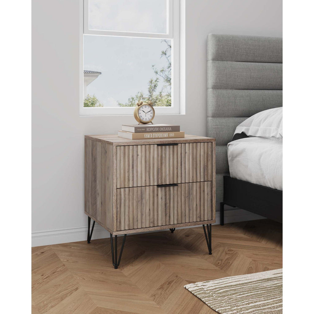 Dumbo Nightstand with 2 Drawers and Fluted Fronts – Multiple Colors