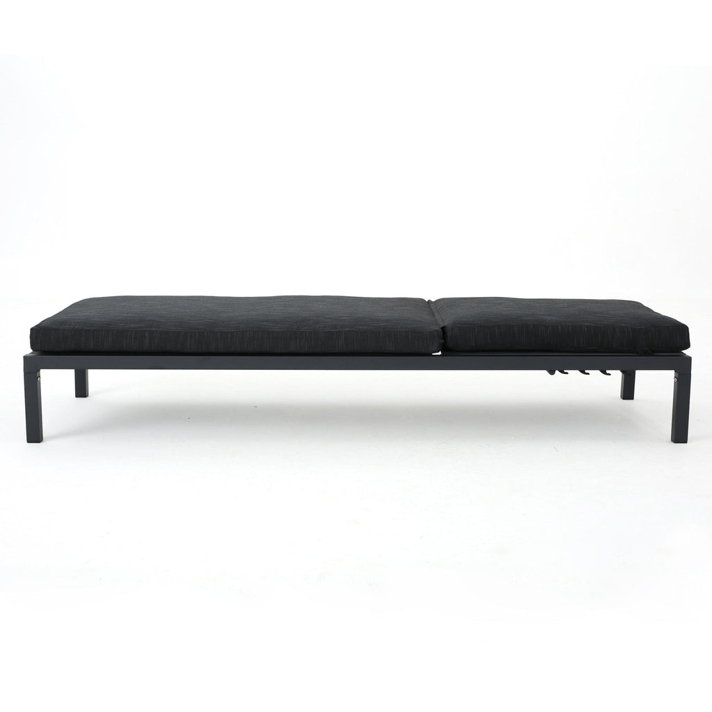 Modern Chaise Lounge with Water-Resistant Cushions - Dark Gray