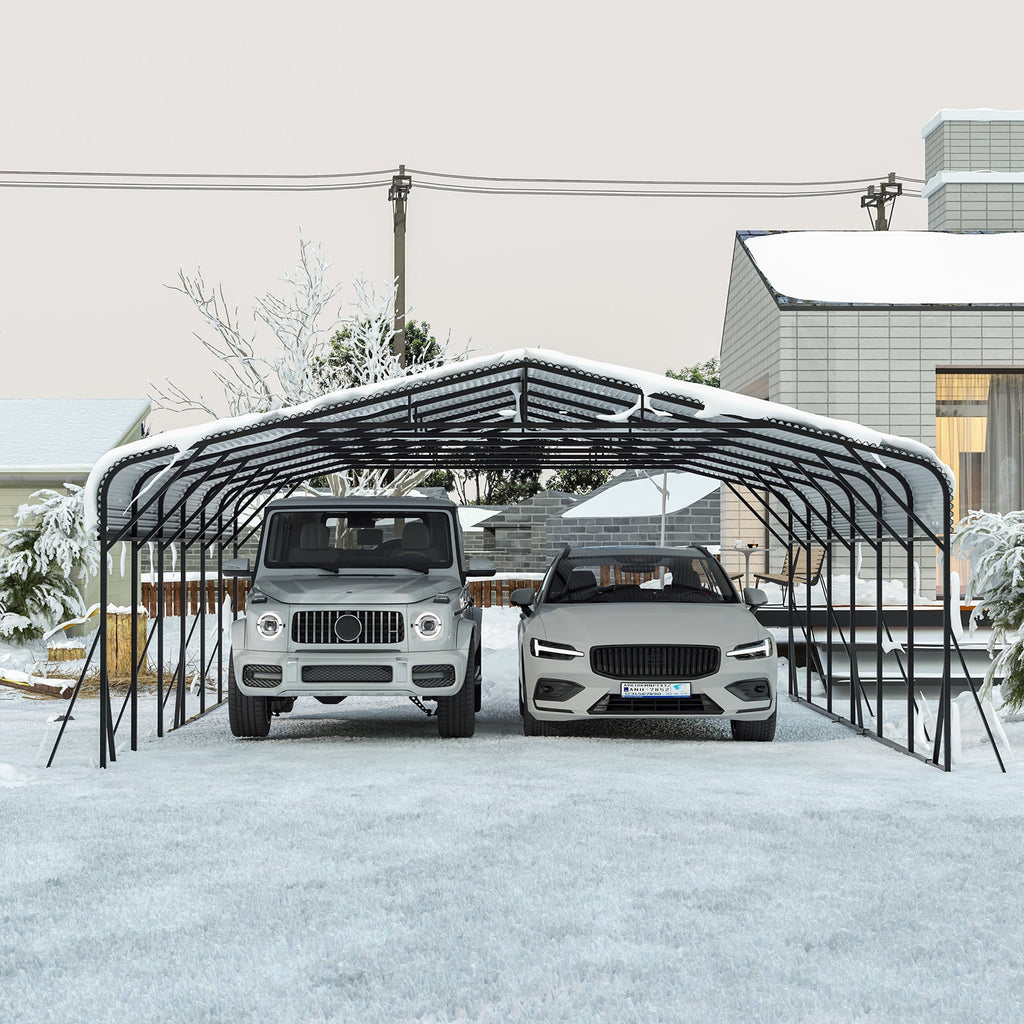 Heavy Duty Carport Canopy 20'X30' with Galvanized Steel Roof - Steel