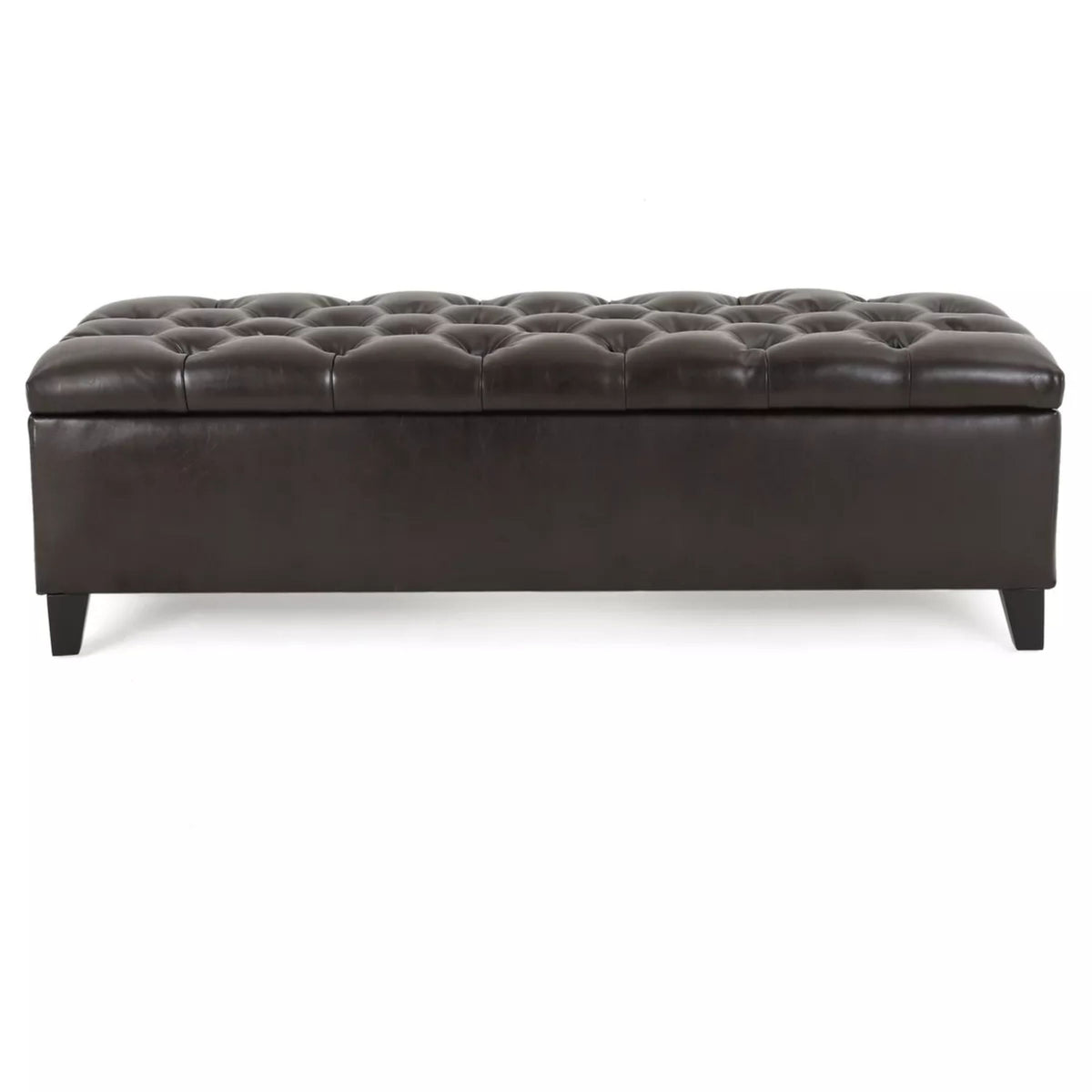 Ottoman Bench with Storage with Button-Tufting - Dark Brown