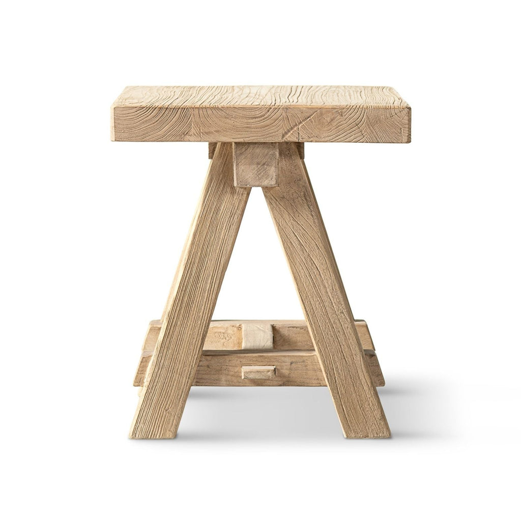 Trestle Coffee Table with Solid Reclaimed Elm Construction - Dark or Light Brown