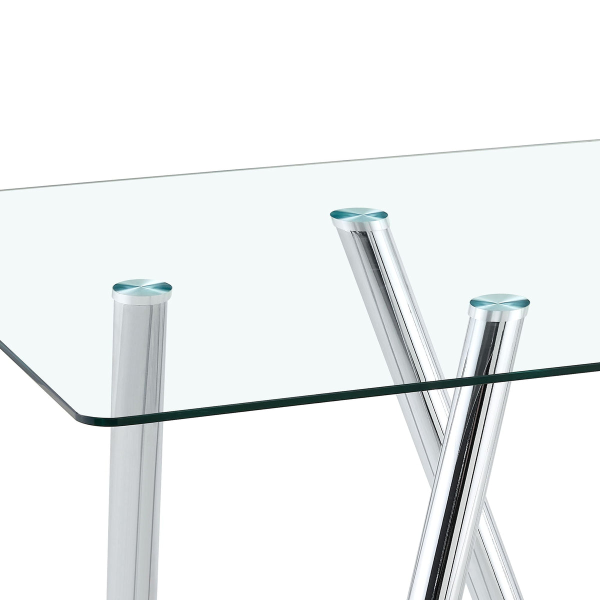 Dining Table with Transparent Tempered Glass Surface – Pearl Silver or Gold