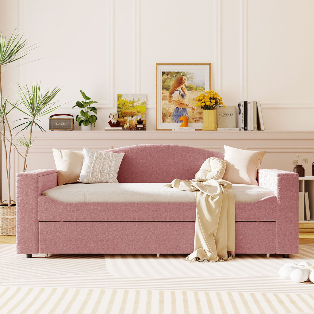 Upholstered Daybed With Storage Armrests, Trundle And Latest Integrated tooth Audio System
