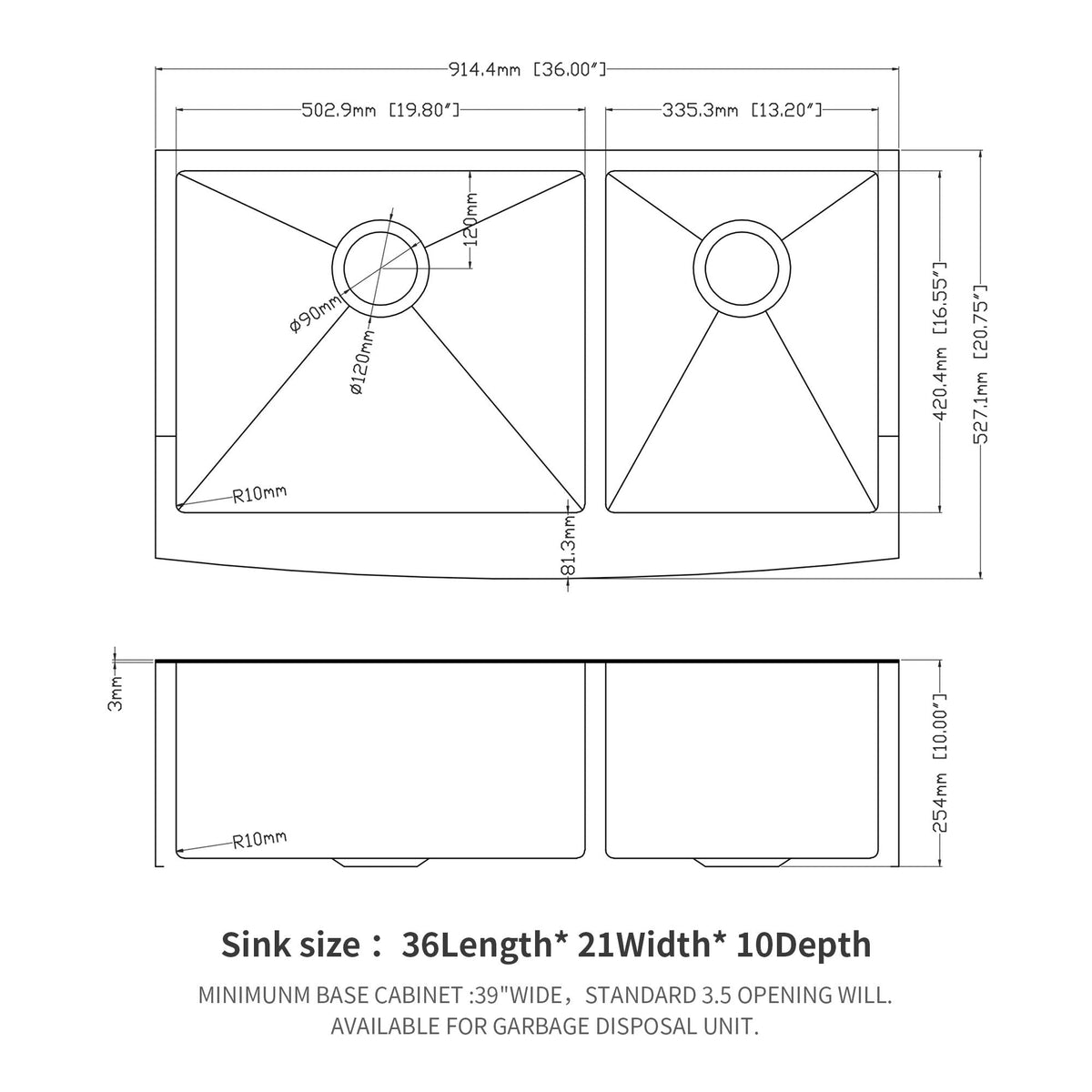 Double Bowl Farmhouse Sink, Stainless Steel Apron Front
