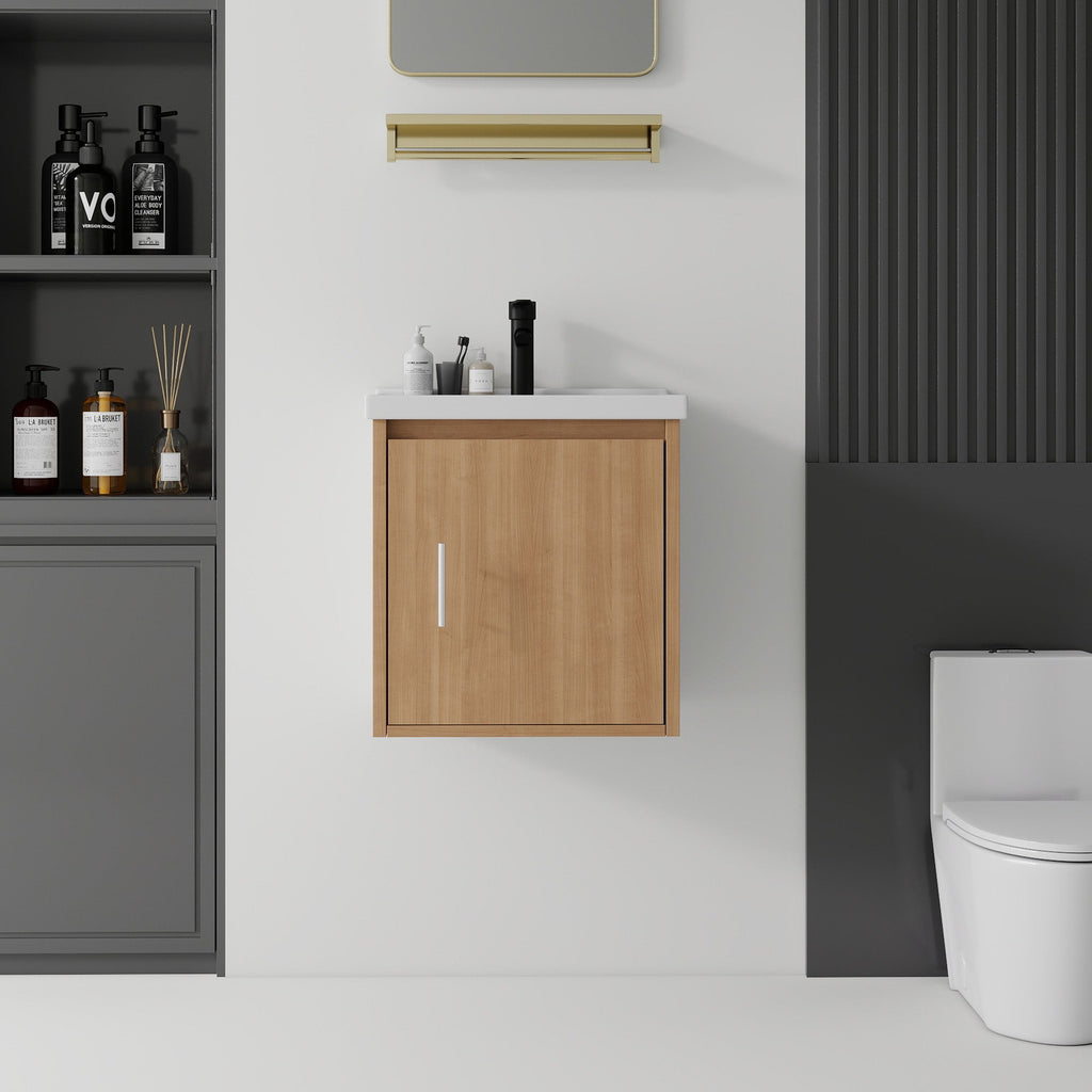20 Inch Floating Bathroom Vanity with Soft-Close Door and Ceramic Sink - Multiple Colors