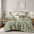 Cal King Floral Comforter Set with Cotton Blend - 7 Piece Set