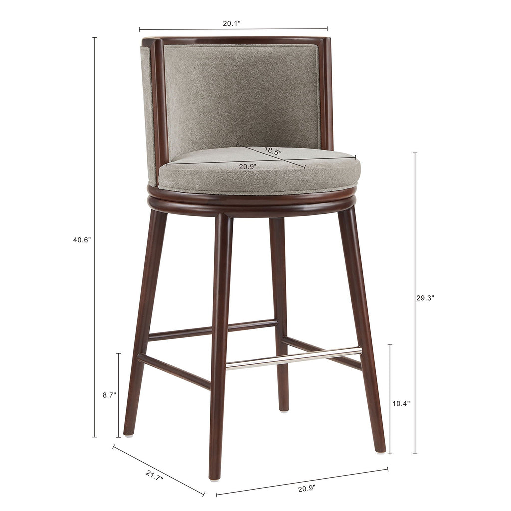 Evalyn Dove Barstool with Stainless Steel Footrest - Griege