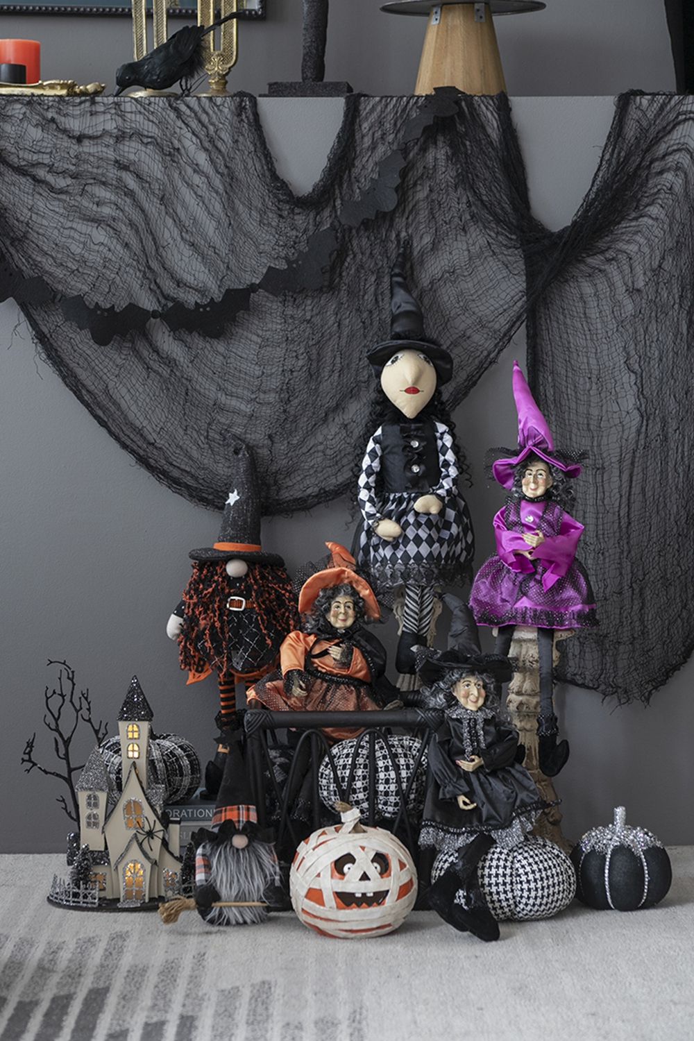 Halloween Sitting Witch Decor - Black