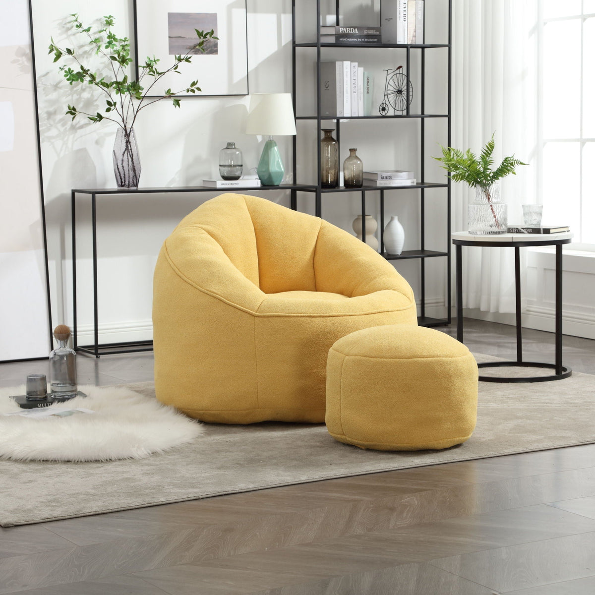 High Pressure Foam Bean Bag Sofa Chair with Footrest – Multiple Colors