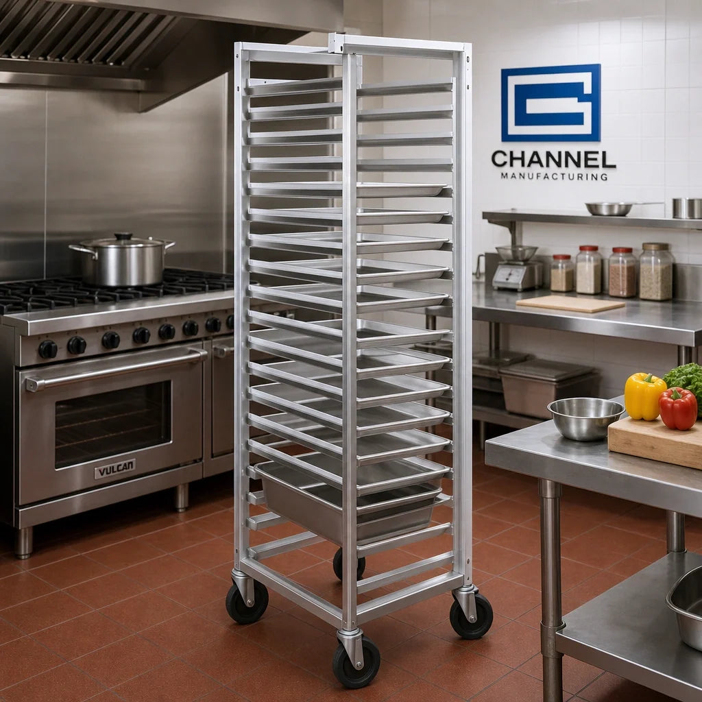 Channel Manufacturing ETPR-5E3 36-Inch End-Load Aluminum Steam Table Pan Rack, 5-Pan, for 12 x 20 Pans