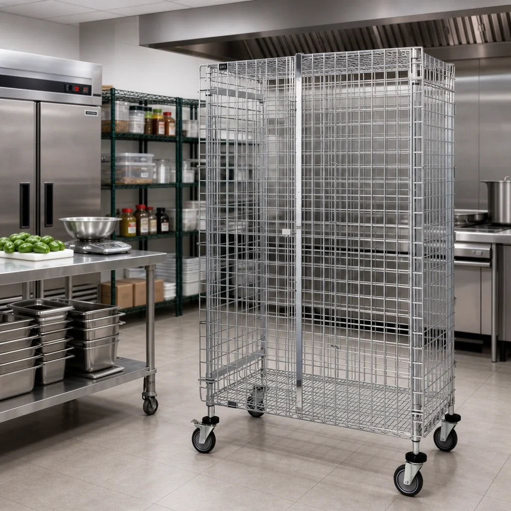 Quantum M2436-69SEC Mobile Wire Security Cage, Chrome, 36 x 24 x 69 Inches