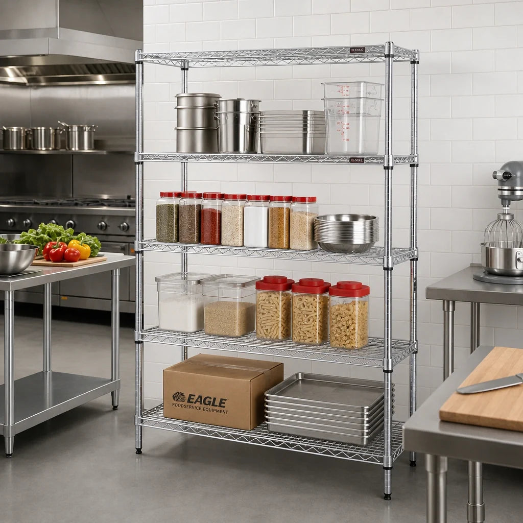 Eagle Group S4-63-2142C 4-Tier Chrome Wire Shelving Starter Unit, 42 x 21 x 63 Inches
