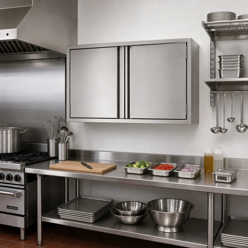 Eagle Group WCH-54 Wall-Mounted 304 Stainless Steel Cabinet, 54 x 15 x 28 Inches, Hinged Doors, Fixed Shelf