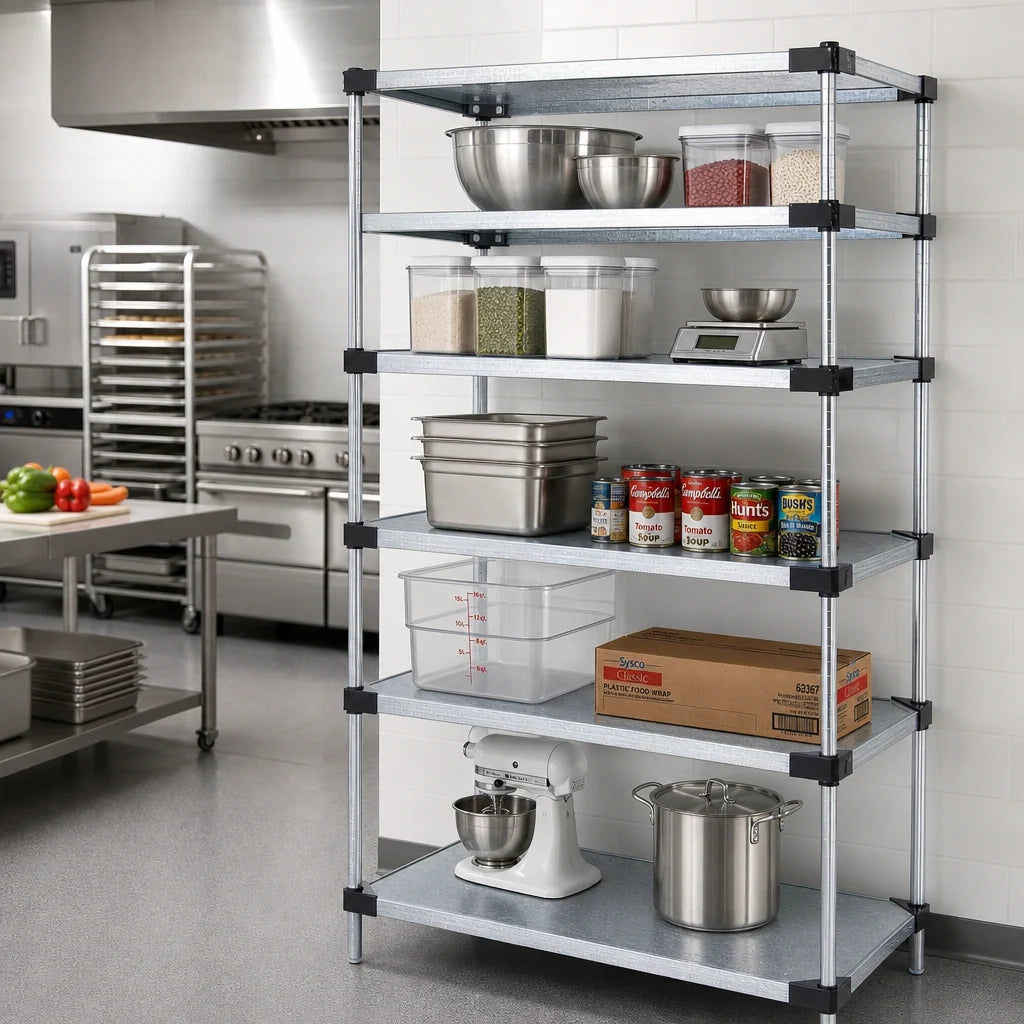 Quantum WR74-2130SG-5 Stationary Solid Shelving Starter Kit, 30 x 21 x 74 Inches, 5 Shelves