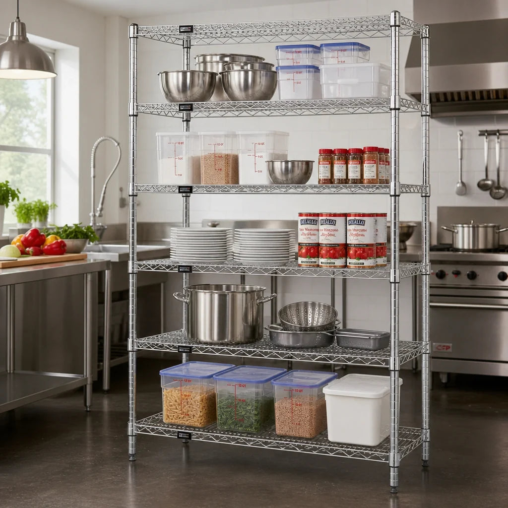 Quantum WR86-3072S-5 72"W x 30"D x 86"H 5-Shelf 304 Stainless Steel Wire Shelving Starter Unit