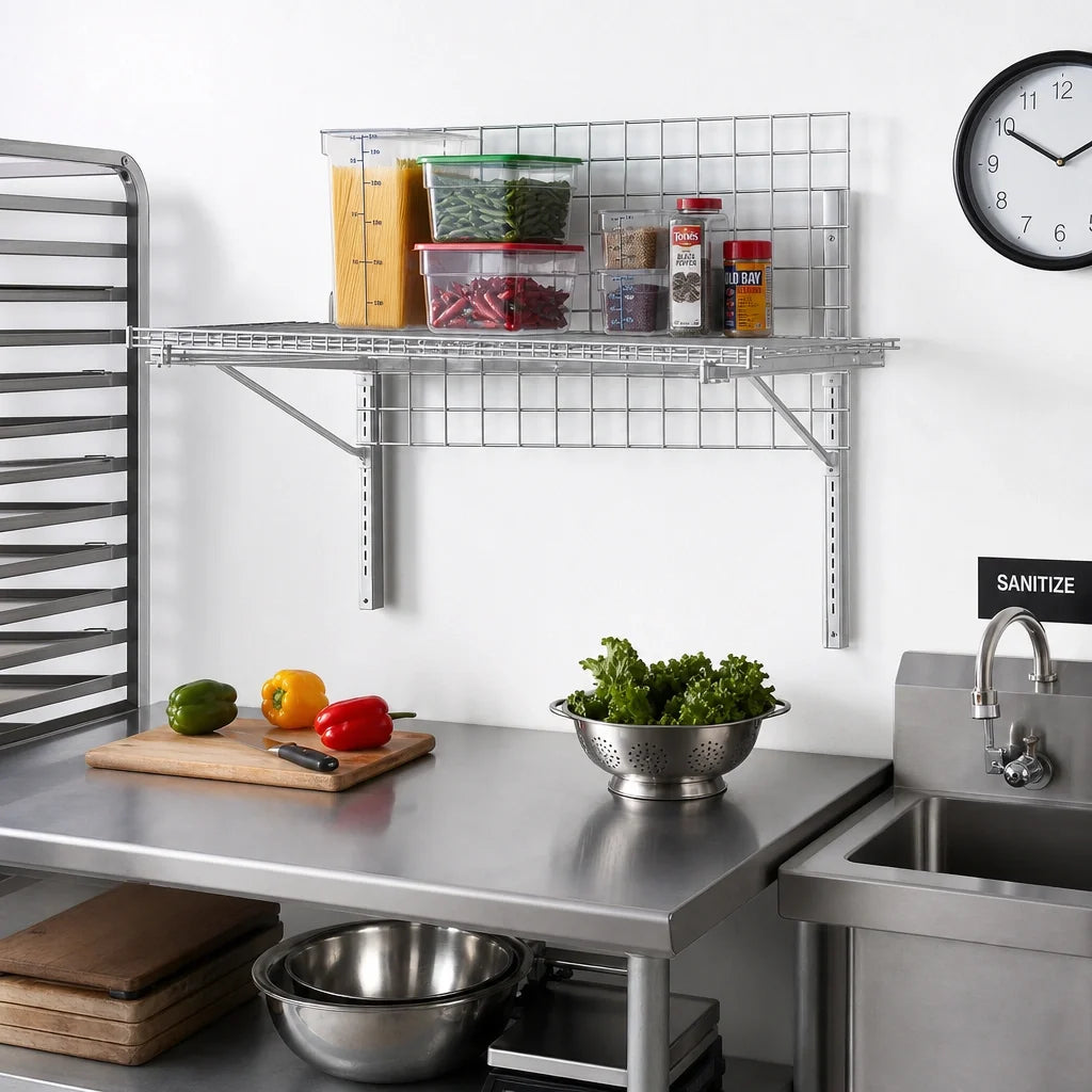 Eagle Group WalStor WAL-1-1836 Wall-Mounted Wire Shelf Kit, Single Shelf, Zinc, 36 x 18 Inches