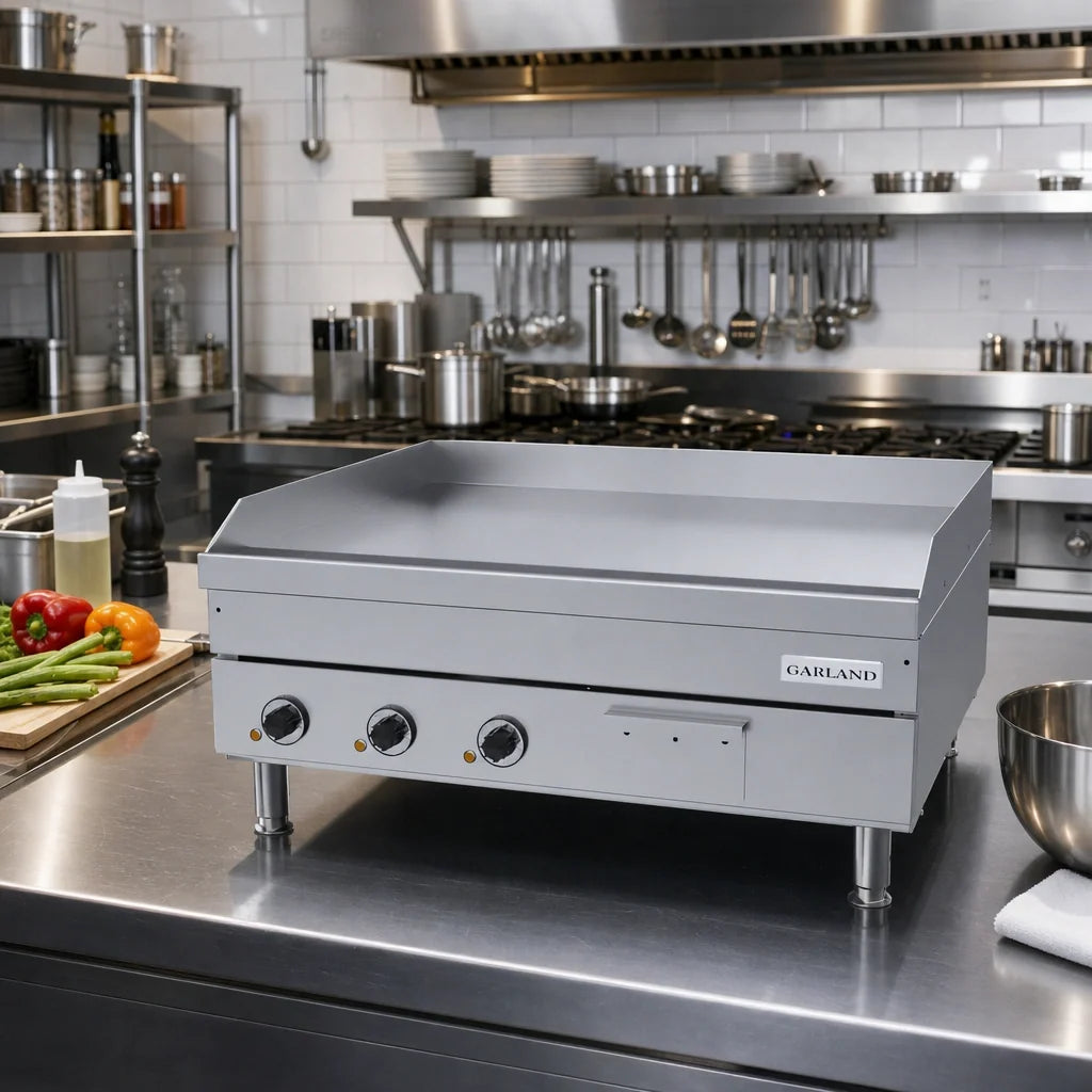 Garland E24 Series E24-36G 36-Inch Electric Countertop Griddle with Smooth Steel Plate and Thermostatic Controls