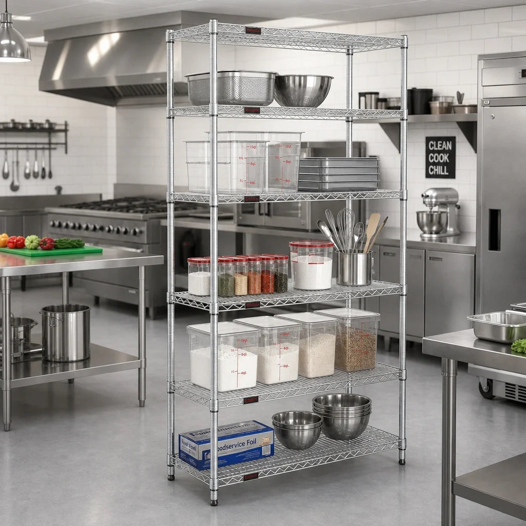 Eagle Group S5-86-2460C 5-Tier Wire Shelving Starter Unit, 60"W x 24"D x 86"H, Chrome-Plated