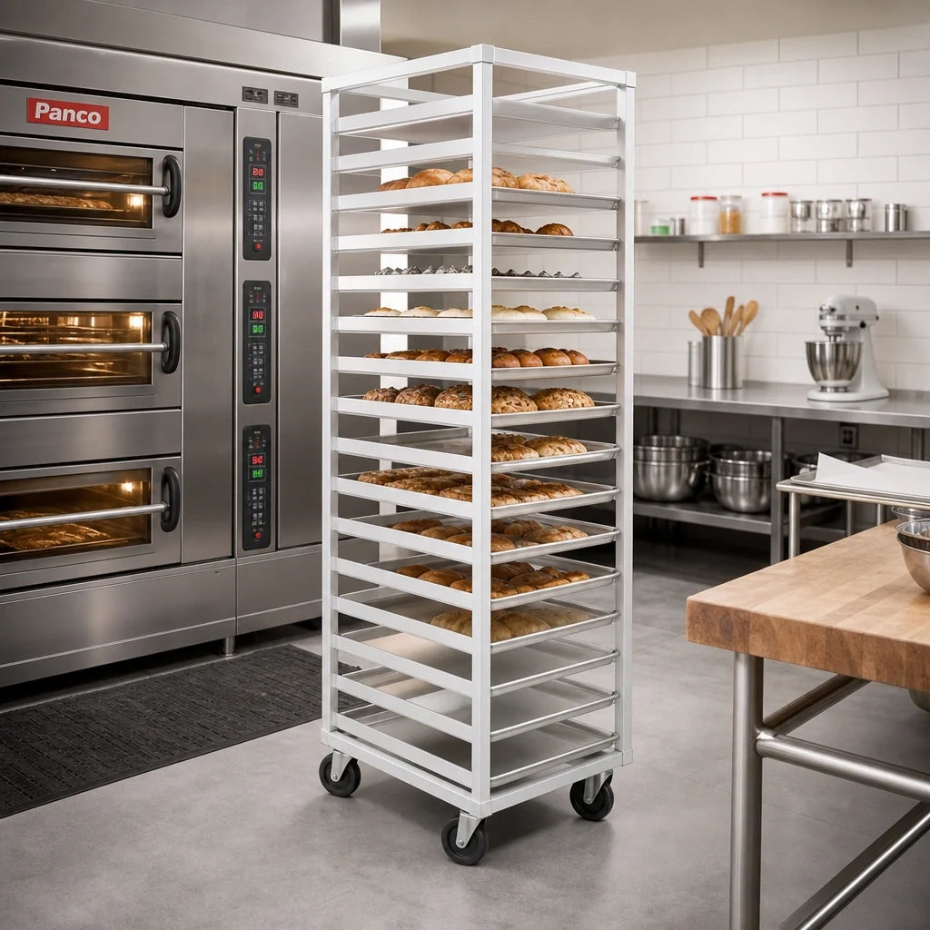 Eagle Group Panco ORF-1830-2 Mobile Full-Height Front-Load Oven Rack for 30 18 x 26-Inch Sheet Pans, Aluminum, 2-Inch Centers
