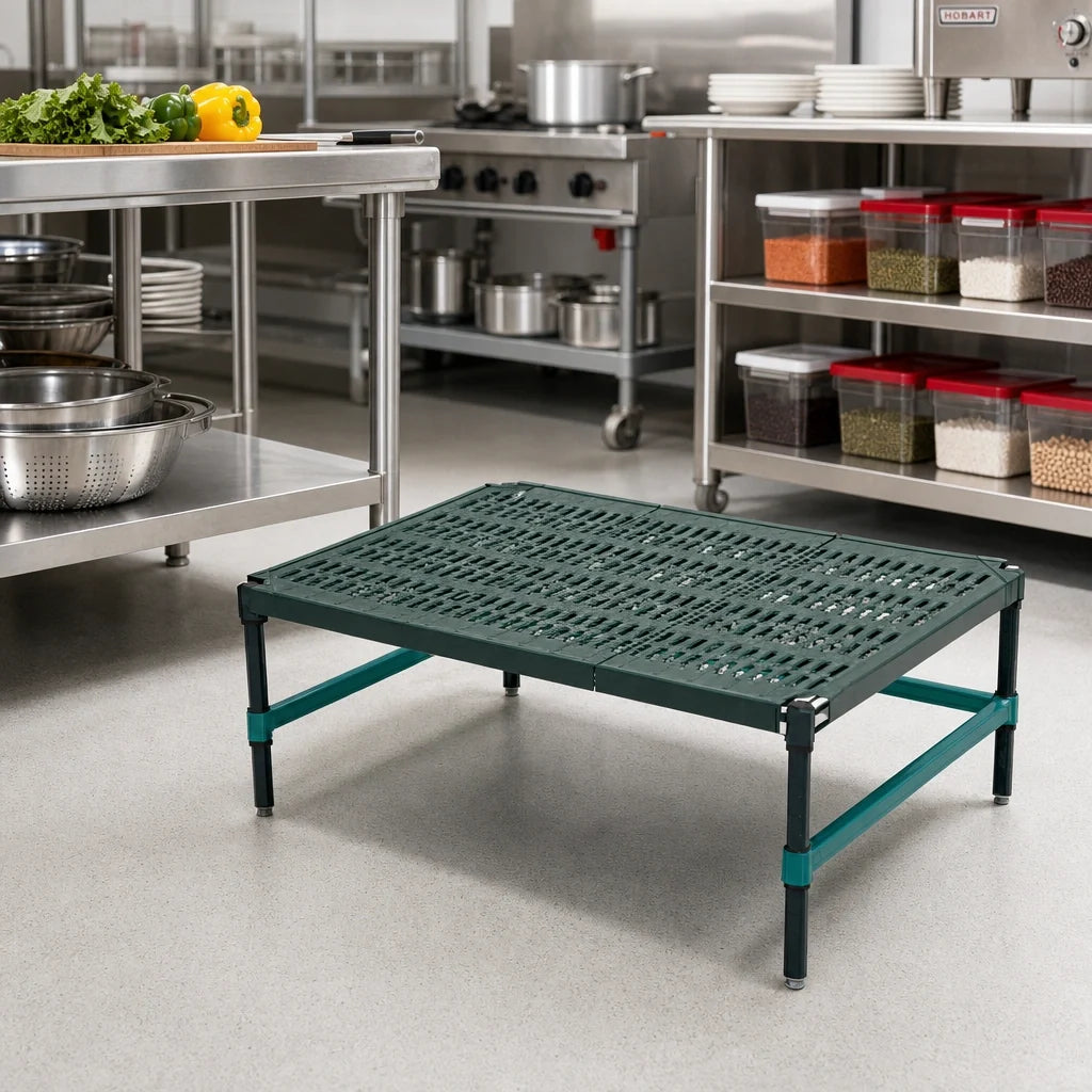 Eagle Group QuadPlus QP-MDR2430E-GL Mobile Dunnage Rack, Louvered Polypropylene Mat, 30 x 24 x 14 in, 800 lb Capacity
