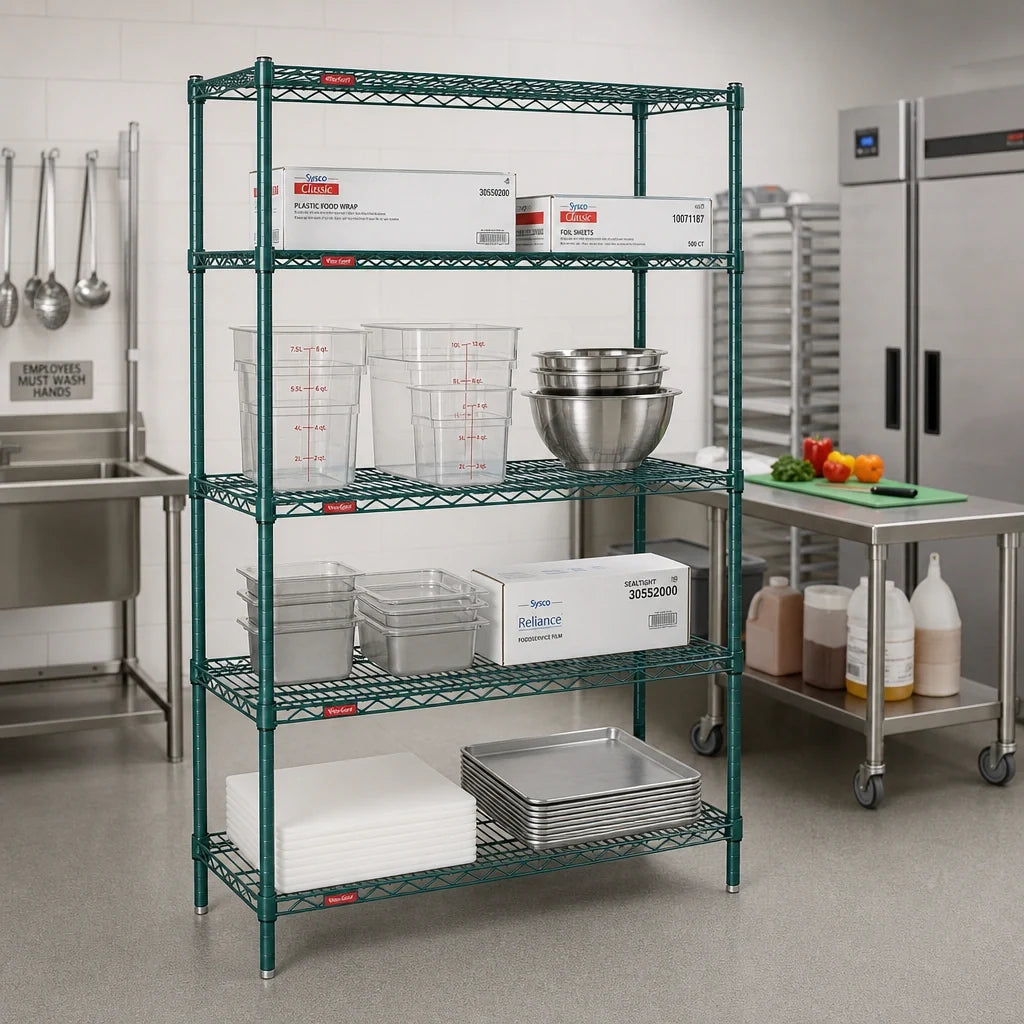 Eagle Group Valu-Gard S4-74-1836VG 4-Tier Starter Wire Shelving Unit, 36 x 18 x 74 Inches, Green Epoxy