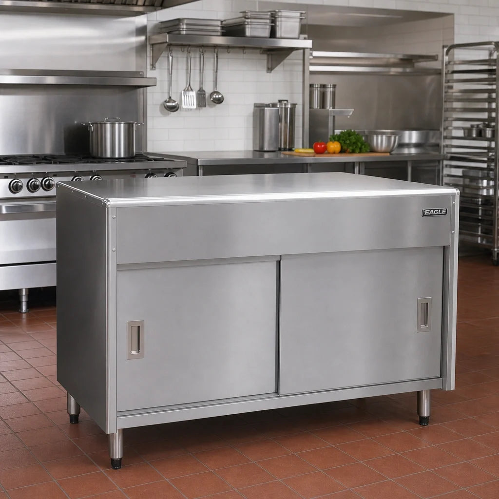 Eagle Group Spec-Master ST5CB 79-Inch Stainless Steel Solid Top Utility Station with Enclosed Sliding-Door Base