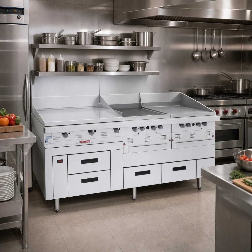 Garland Arctic Fire GN17C97 97-Inch Three-Section Self-Contained Refrigerator Base with 6 Self-Closing Drawers