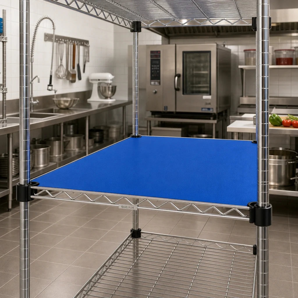 Eagle Group QuadPlus QPF-QA1860C-BS 60 x 18 Inch Solid Blue Polymer Shelf Mat with Antimicrobial Protection and Chrome Frame Case of 2