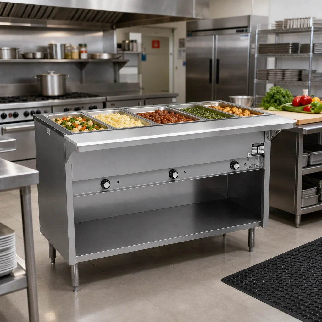 Eagle Group Spec-Master HT5CB-208-3 5-Well Electric Hot Food Table, 79" Wide, Wet/Dry Wells, Enclosed Base