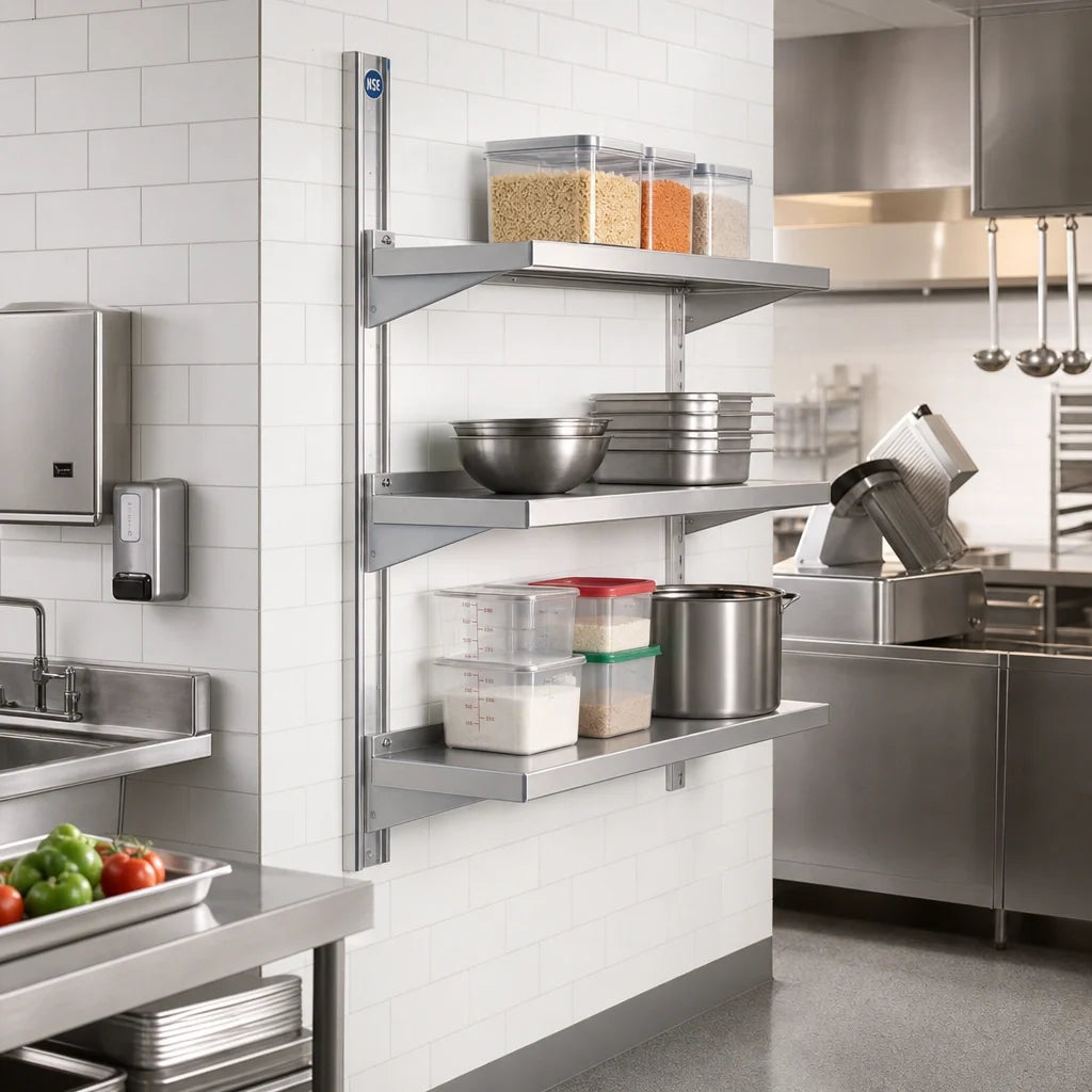 Eagle Group MMNSU/A-12 Wall-Mounted Cantilever Shelving Standard Aluminum Upright, 144-Inch, NSF