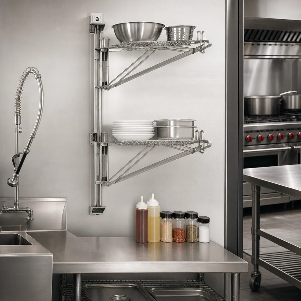 Eagle Group PDWB14S 14-Inch Stainless Steel Double Mid Shelf Bracket for Adjustable Post Wire Wall Mounts