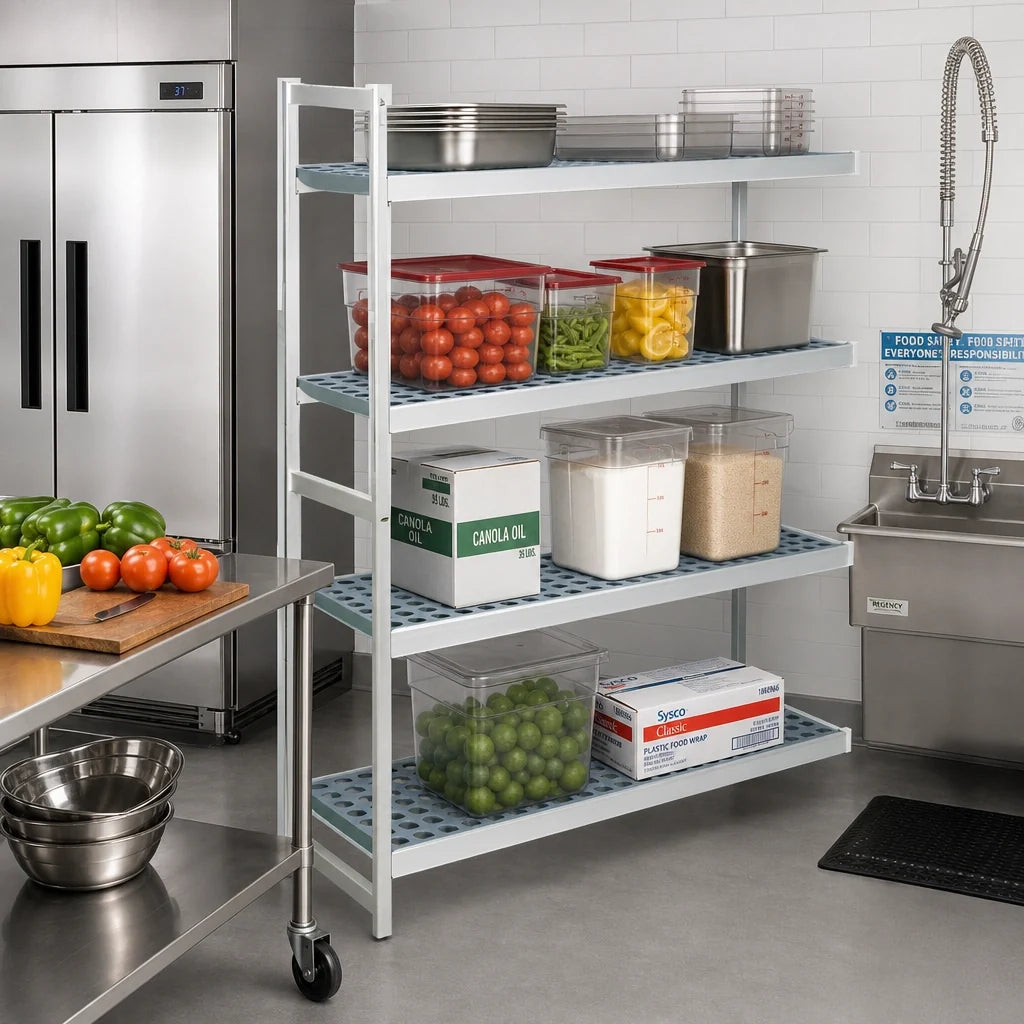 Fermod Fermostock 4R42B83-E 4-Tier Polymer Shelving Add-On Unit, 83"H x 42"W x 18"D, 1 Upright
