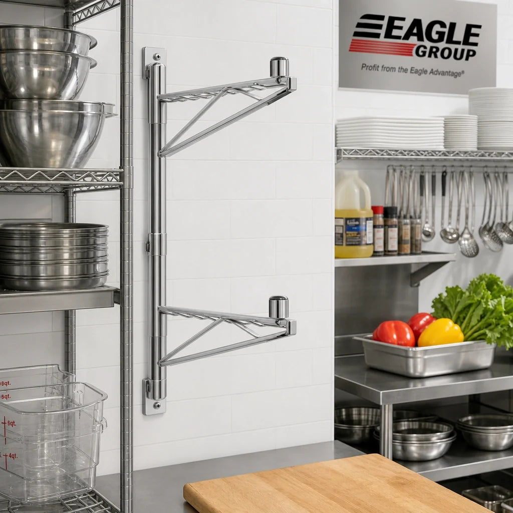 Eagle Group PWB18S 18-Inch Stainless Steel End Shelf Bracket for Adjustable Post Wire Wall Mounts