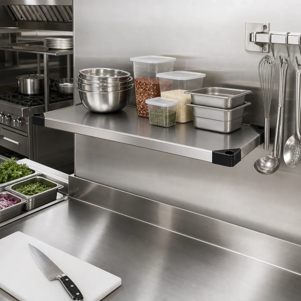 Quantum 2154SS 54"W x 21"D Solid 304 Stainless Steel Shelf with Marine Edge