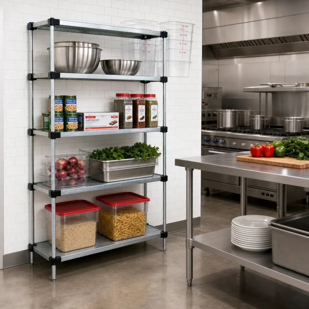 Quantum WR63-1860SG Solid Shelving Starter Kit, 60W x 18D x 63H, 4-Shelf Stationary Unit