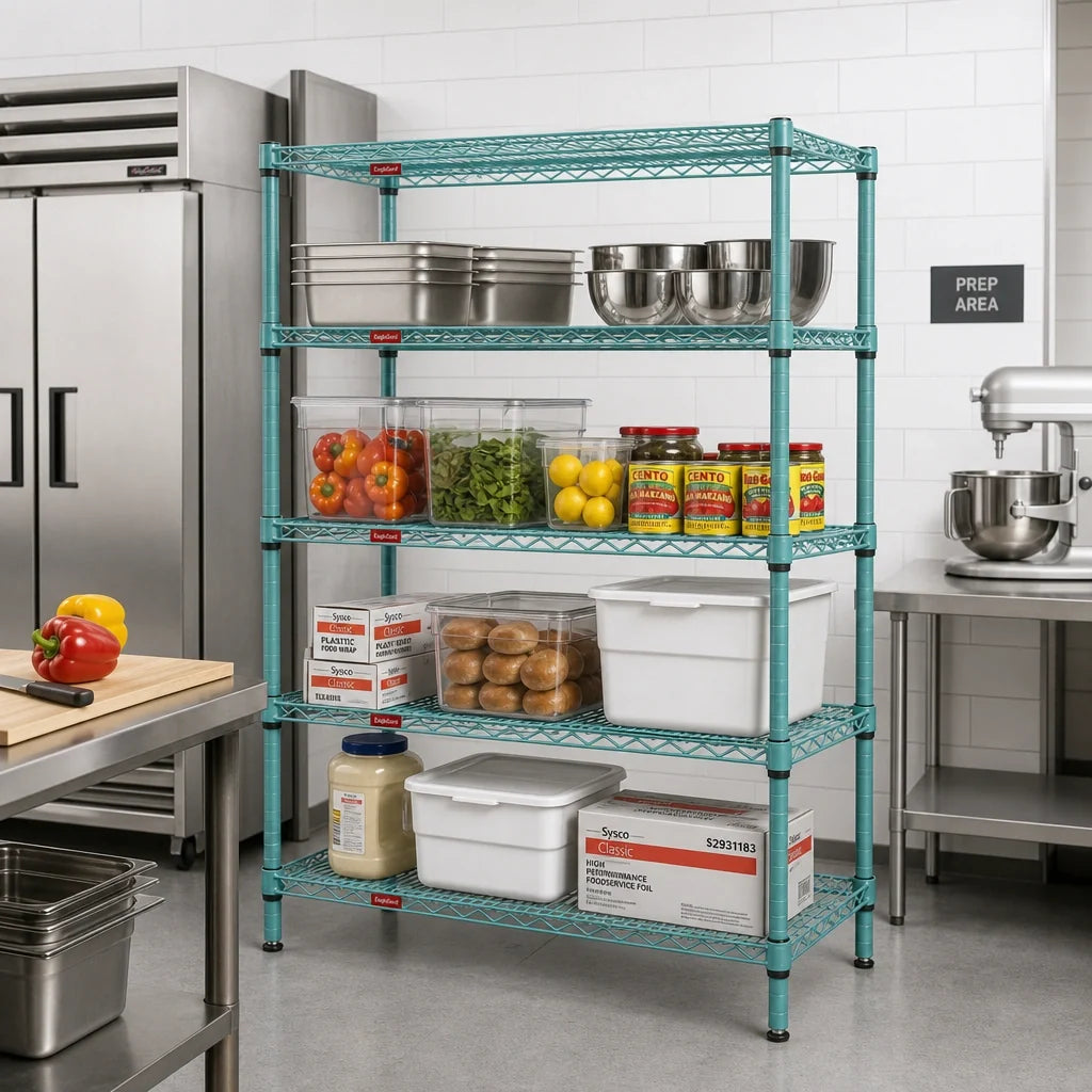 Eagle Group EagleGard S4-63-2172E 4-Tier Stationary Starter Wire Shelving Unit, 72W x 21D x 63H, Hybrid Epoxy Finish