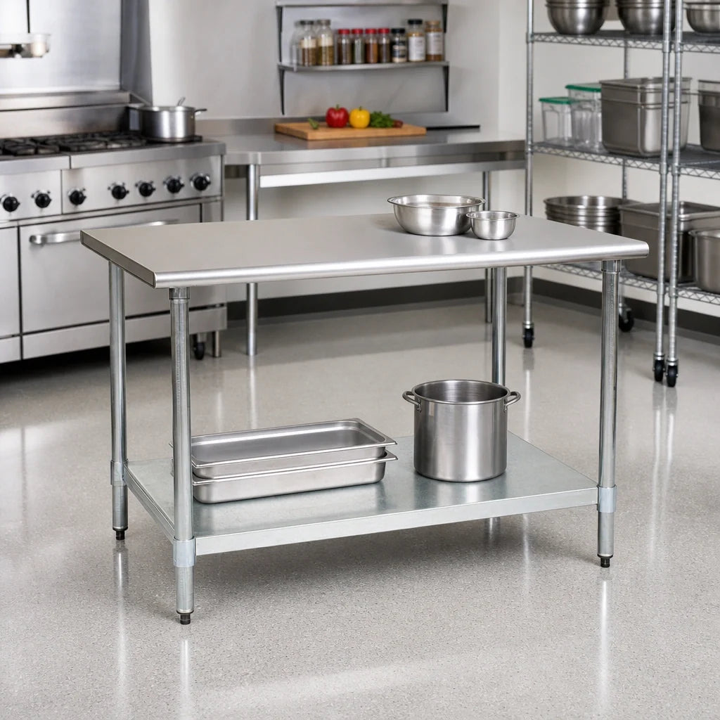 Eagle Group BlendPort® BPT-2472B 72 x 24 Inch Flat Top Work Table with 430 Stainless Steel Top and Galvanized Undershelf