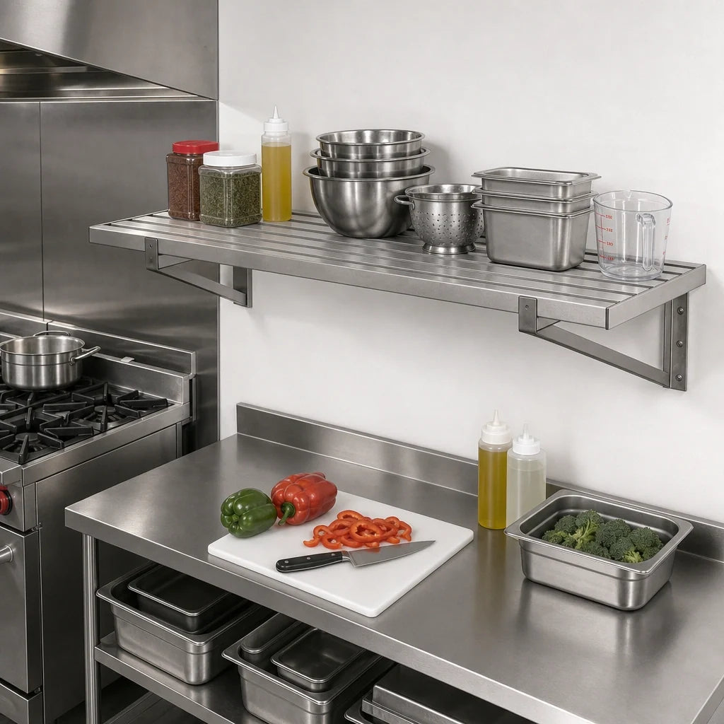 Eagle Group CLHDWS-1848 Heavy-Duty Wall-Mounted Stainless Steel Shelf, 48 W x 18 D Inches