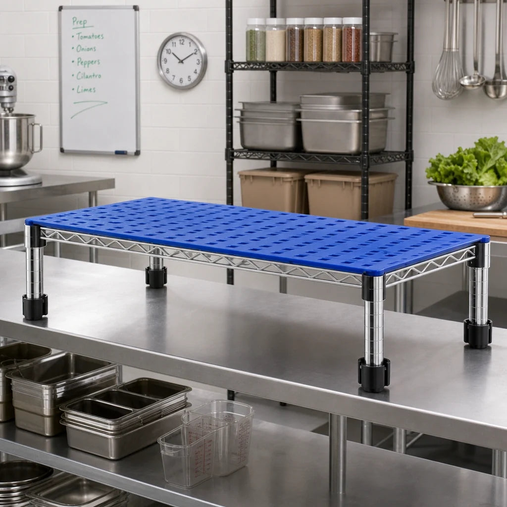 Eagle Group QuadPlus QPF-QA2142V-BS Solid Blue Antimicrobial Polymer Shelf Mat with Wire Frame, 42 x 21 Inches Case of 4