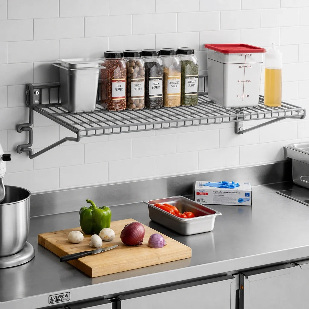 Eagle Group Snap-n-Slide SNSW1236V Wall-Mounted Wire Shelf, 36W x 12D, Pewter Gray Epoxy Finish