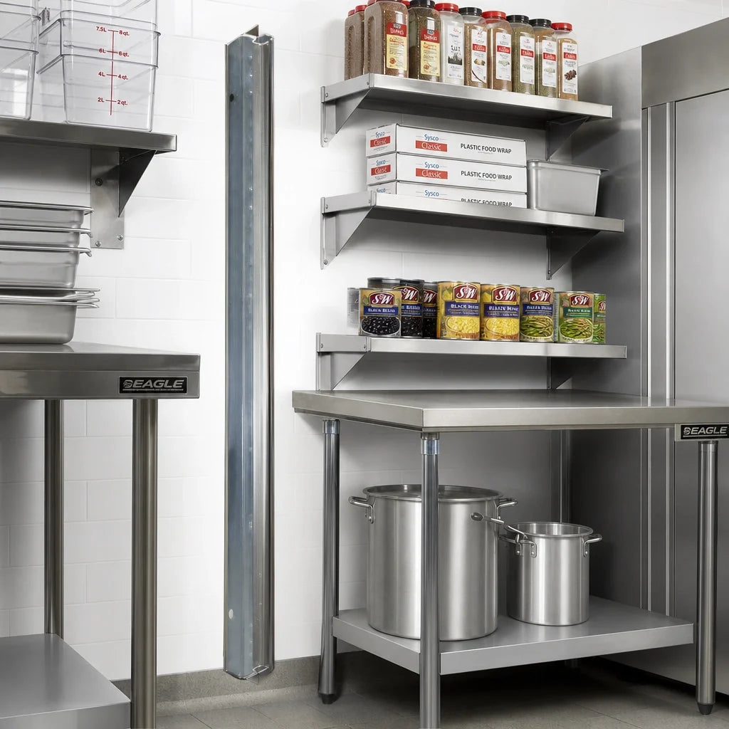 Eagle Group MMNSU/A-10 120-Inch NSF Aluminum Wall-Mounted Cantilever Shelving Upright