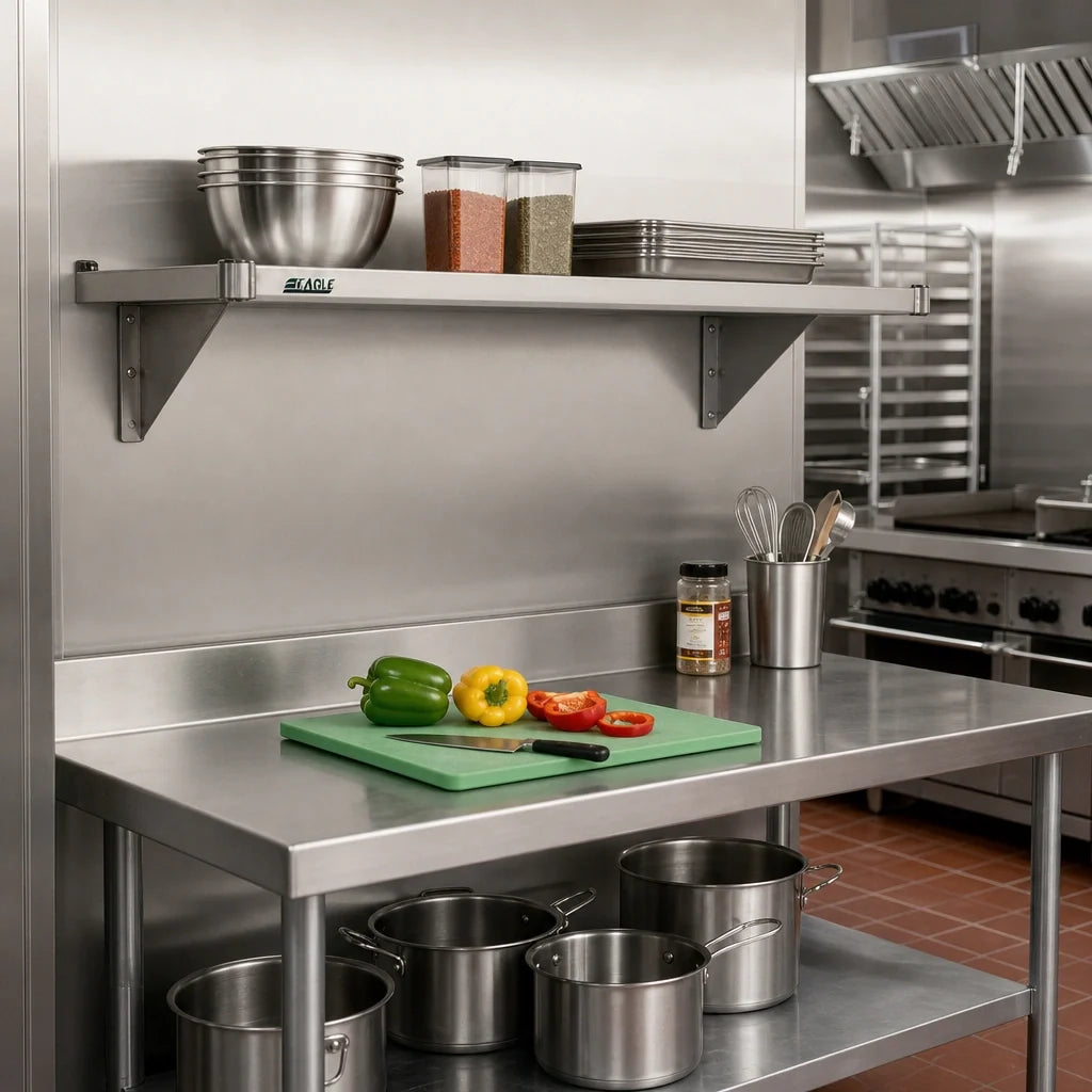 Eagle Group Valu-Master SS2148V 48 x 21 Inch Solid Galvanized Steel Shelf with Marine Edge, Gray Epoxy Finish Case of 4